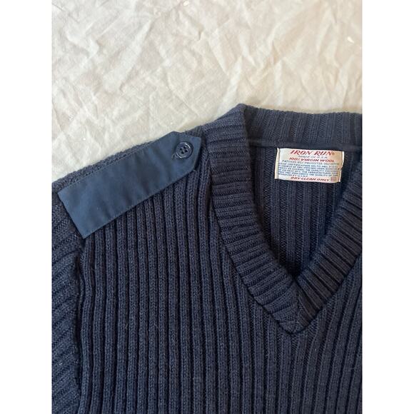 Vintage Citadel V-Neck Pullover Sweater Elbow Patch Blue 40 Academic Professor - Picture 3 of 6